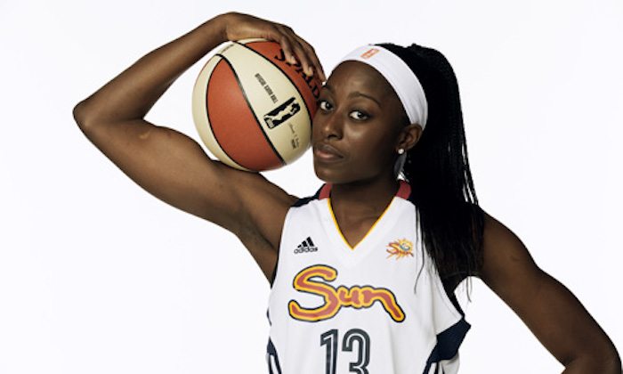 UNCASVILLE, CT - APRIL 29: Chiney Ogwumike #13 of the Connecticut Sun poses for media day portraits on April 29, 2014 at Mohegan Sun Arena in Uncasville, Connecticut. NOTE TO USER: User expressly acknowledges and agrees that, by downloading and or using this photograph, User is consenting to the terms and conditions of the Getty Images License Agreement. Mandatory Copyright Notice: Copyright 2012 NBAE (Photo by Steven Freeman/NBAE via Getty Images)